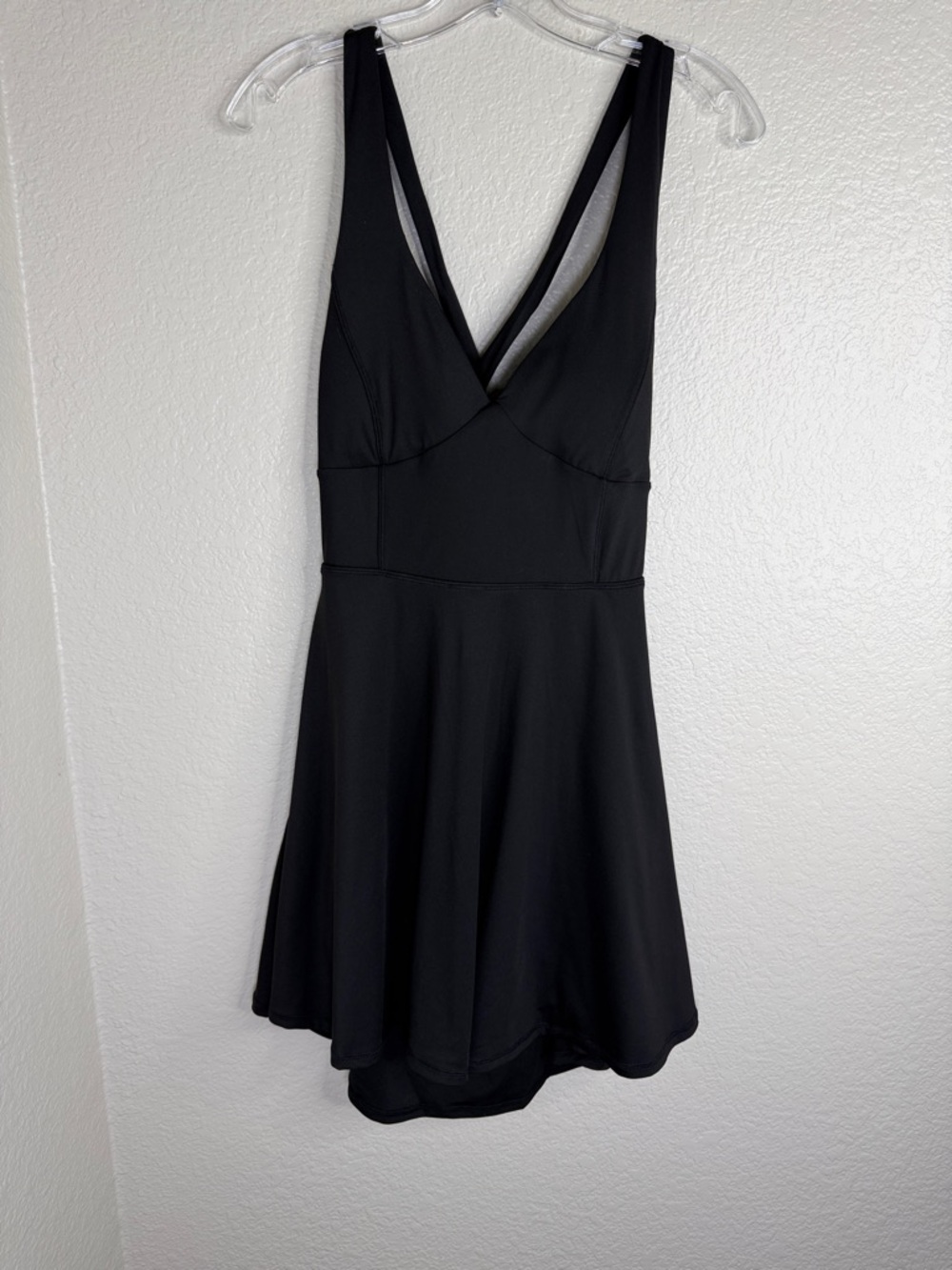 Halara Black V-Neck Crisscross Strap with Built in Shorts Active Mini Dress